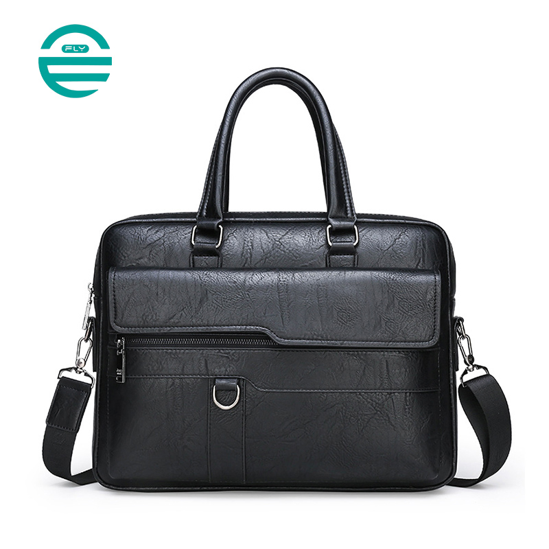 Fuliya High Quality PU Leather Tote Bags for Men Briefcase Computer Business Laptop Messenger Bag