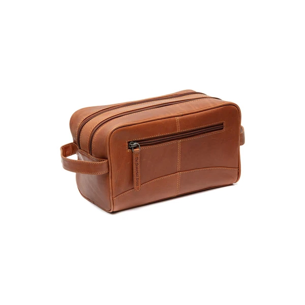 Premium Brown Leather Makeup Bag for Men with Custom Logo