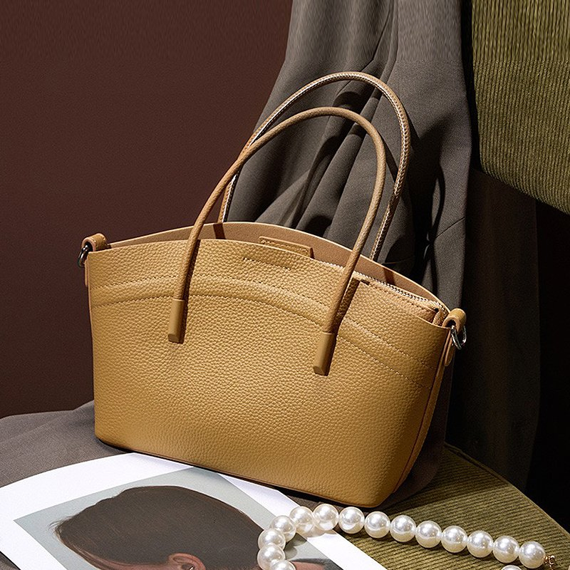 Logo Custom Casual Female Soft Woman Handbag High-Quality Large Capacity Retro Style Fashion Ladies Tote Genuine Leather Bag