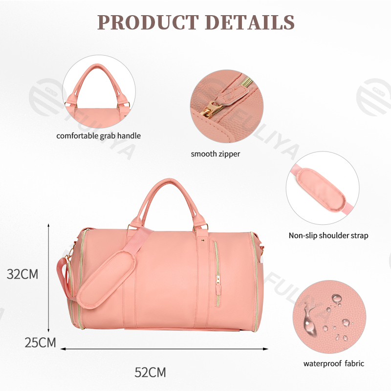 Fuliya Wholesale Expandable Outdoor PU Leather Luggage Travel Folding Business Suit Bag Men Duffel Garment Travelling Bag