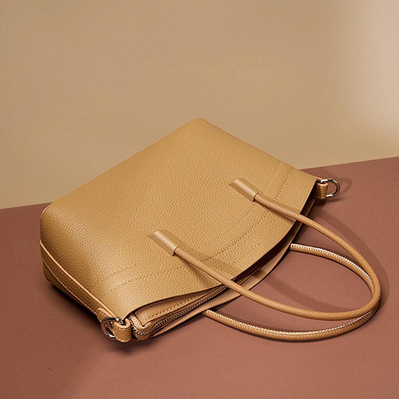 Logo Custom Casual Female Soft Woman Handbag High-Quality Large Capacity Retro Style Fashion Ladies Tote Genuine Leather Bag