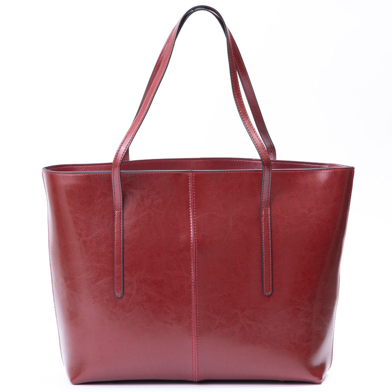 Fashion Women's Soft PU Leather Handbag Shoulder Vintage Oil Wax Leather Large Capacity New Tote Bag
