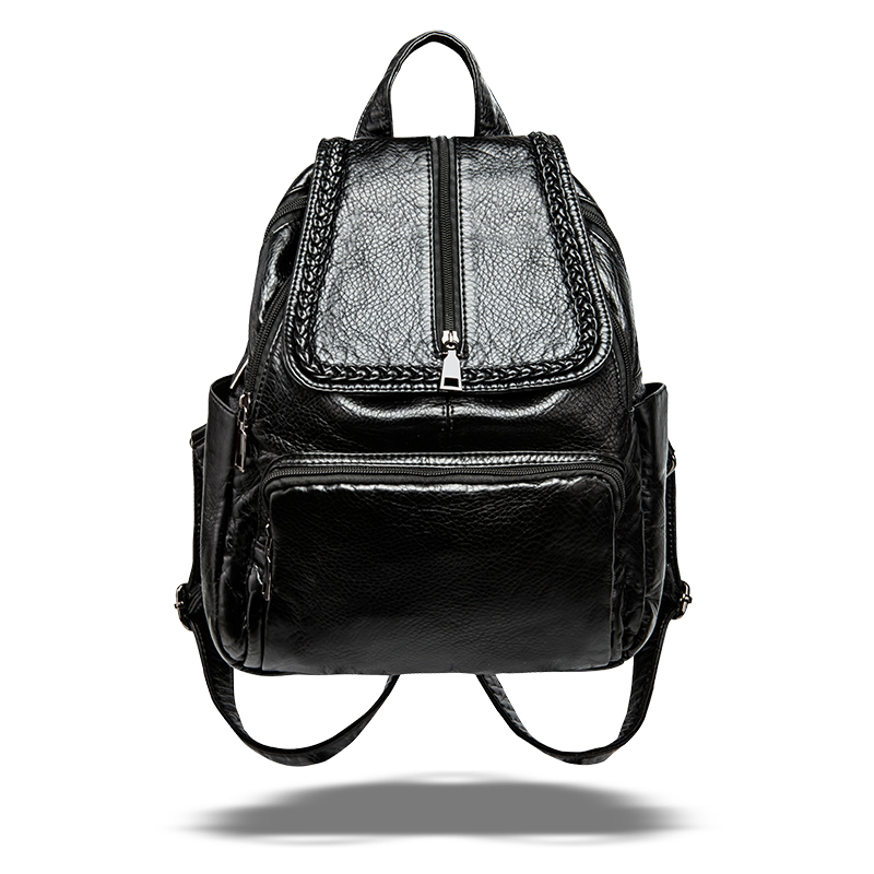 BSCI Bag Wholesaler Manufacturer, RPET PU Vegan Leather Daypack Leisure Double Shoulder Backpack with Colorful Stripe