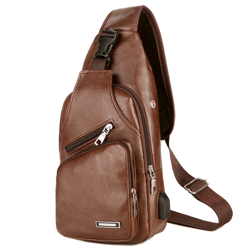 Waterproof Bag Men Chest Pack Single Shoulder Strap Back Bag Split Leather Crossbody Bags