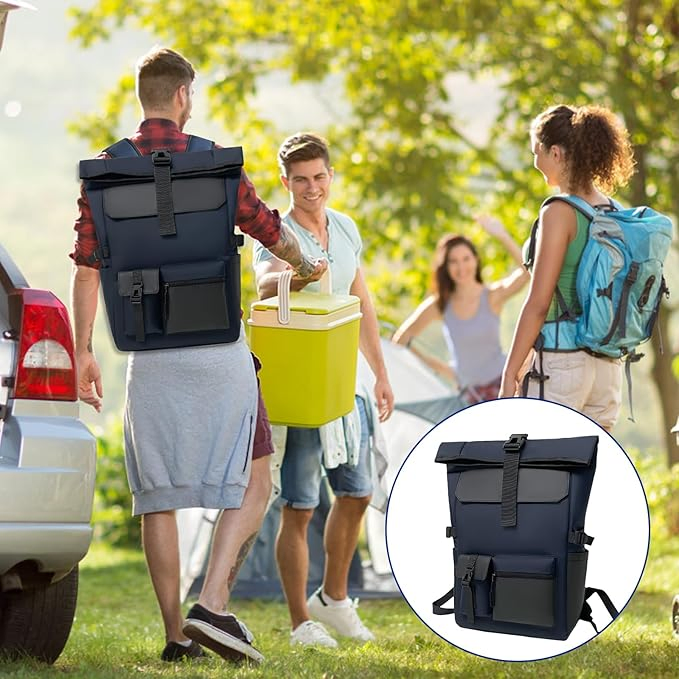 2026 New Popular Outdoor Waterproof Laptop Backpack Custom Large Capacity Roll Top PU Leather Travel Bag