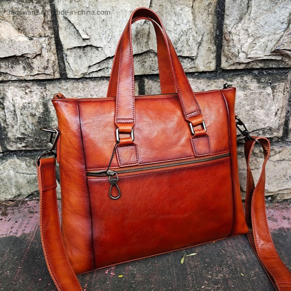 New Men′ S 15" Large Satchel Bag Genuine Brown Leather Briefcase Messenger Laptop RS-Ypsy-6528