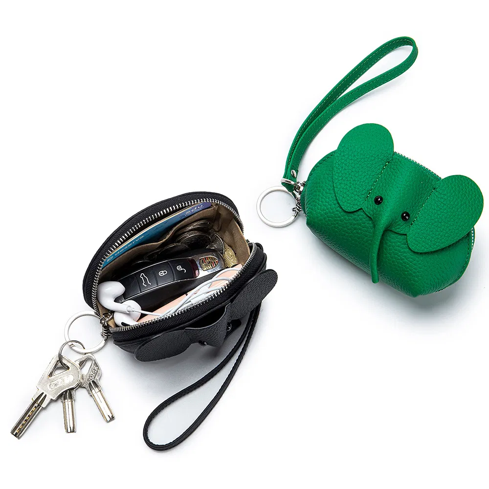 New Style Creative Card Holder, Genuine Leather Elephant Coin Purse for Women, Compact First Layer Cowhide Clutch Bag Coin Bag