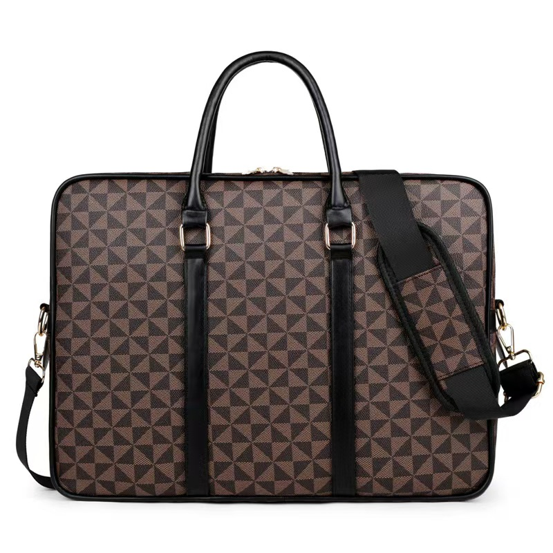 Custom 14 Inch Vintage PU Leather Handbag Crossbody Laptop Bag Business Hand Shoulder Tote Bag for Men