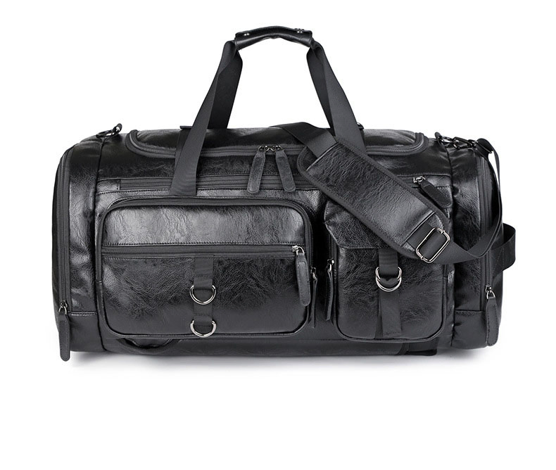 PU Leather Business Travel Luggage Fitness Duffle Duffel Handbag Backpack Bag with Shoe Compartment (CY0232)
