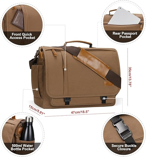 Stylish and Functional Business Briefcase with Heavy-Duty Zippers