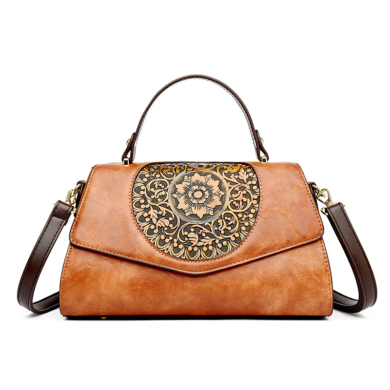 Custom New Retro Elegant Women's Bag Special Design Style PU Embossed Soft Leather Bag Single Shoulder Crossbody Bag Fashion Handbag
