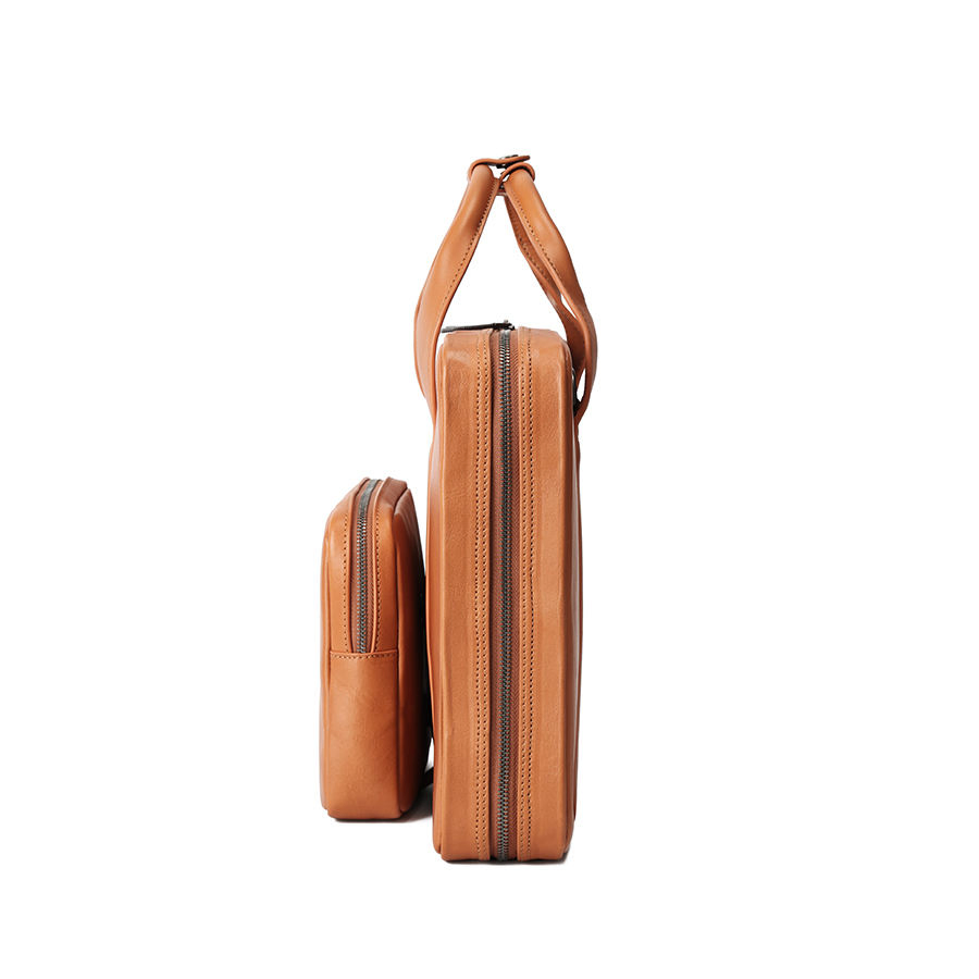 OEM Wholesale Custom Logo Fashion 2 in 1 Hybrid Function Large Capacity Genuine Leather Laptop Messenger Briefcase Laptop Handbag Bag with Storage Pockets