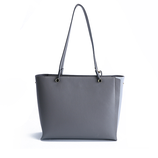 Blue Cow Leather Square Simple European Design Tote Bag