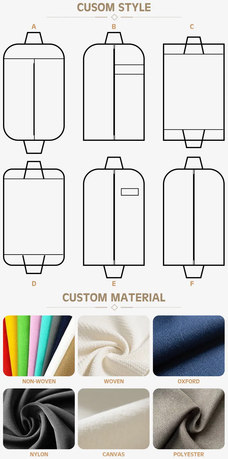 Custom Logo Leather Handles Transparent Window Zip Lock Heavy Duty Suit Cover Dust Bag Foldable Water-Proof Oxford Cover Suit Garment Bags