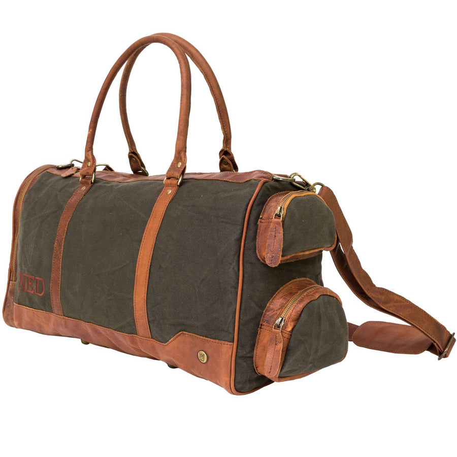Custom Classic Genuine Leather Travel Hand Bags Canvas Sports Duffel Bag
