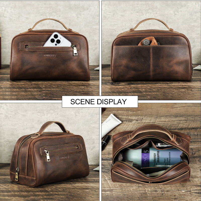 Ga193 Waterproof Zipper Luxury Pouch Women Leather Makeup Bag for Custom with Logo Travel Cosmetic Bags