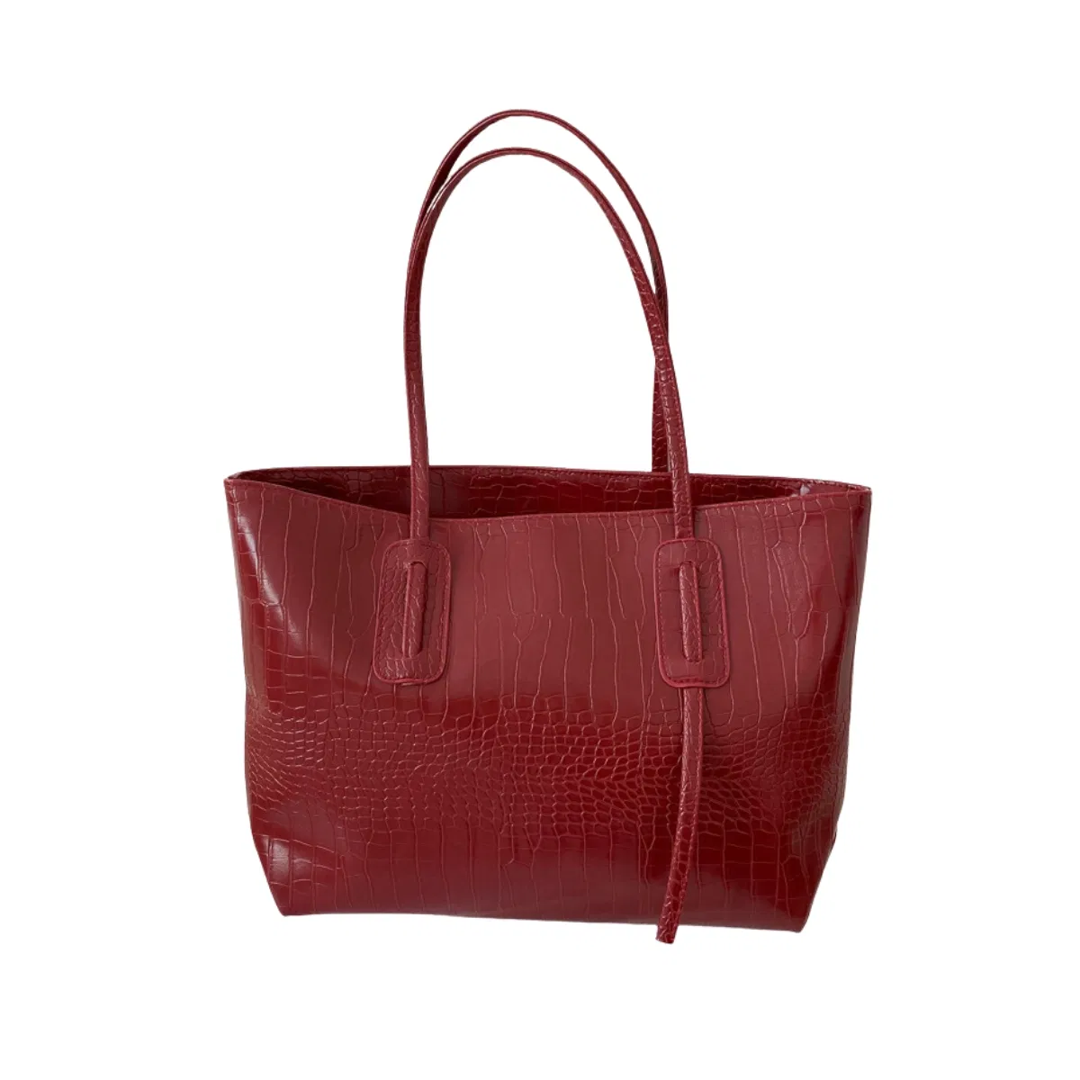 Elegant PU Leather Shopper Tote Fashion Croc Embossed Handbag for Travel