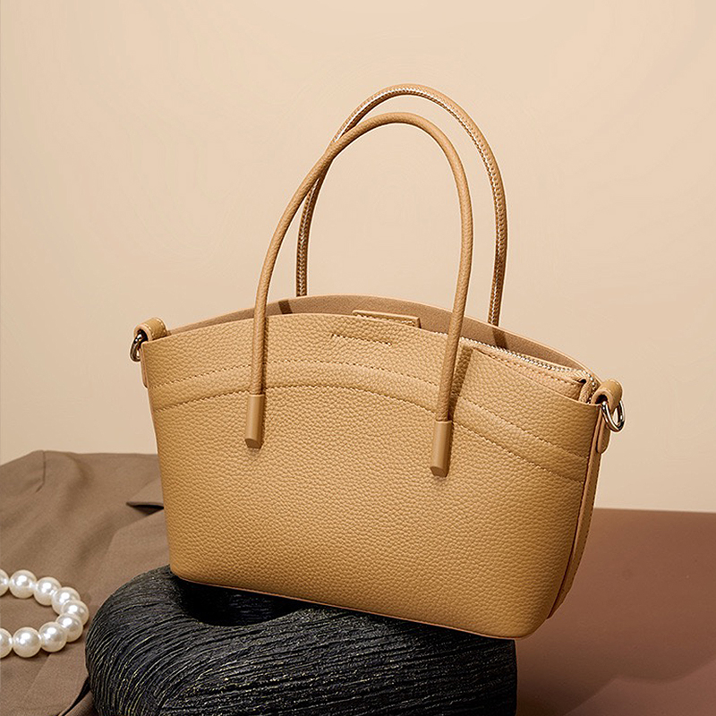 Logo Custom Casual Female Soft Woman Handbag High-Quality Large Capacity Retro Style Fashion Ladies Tote Genuine Leather Bag