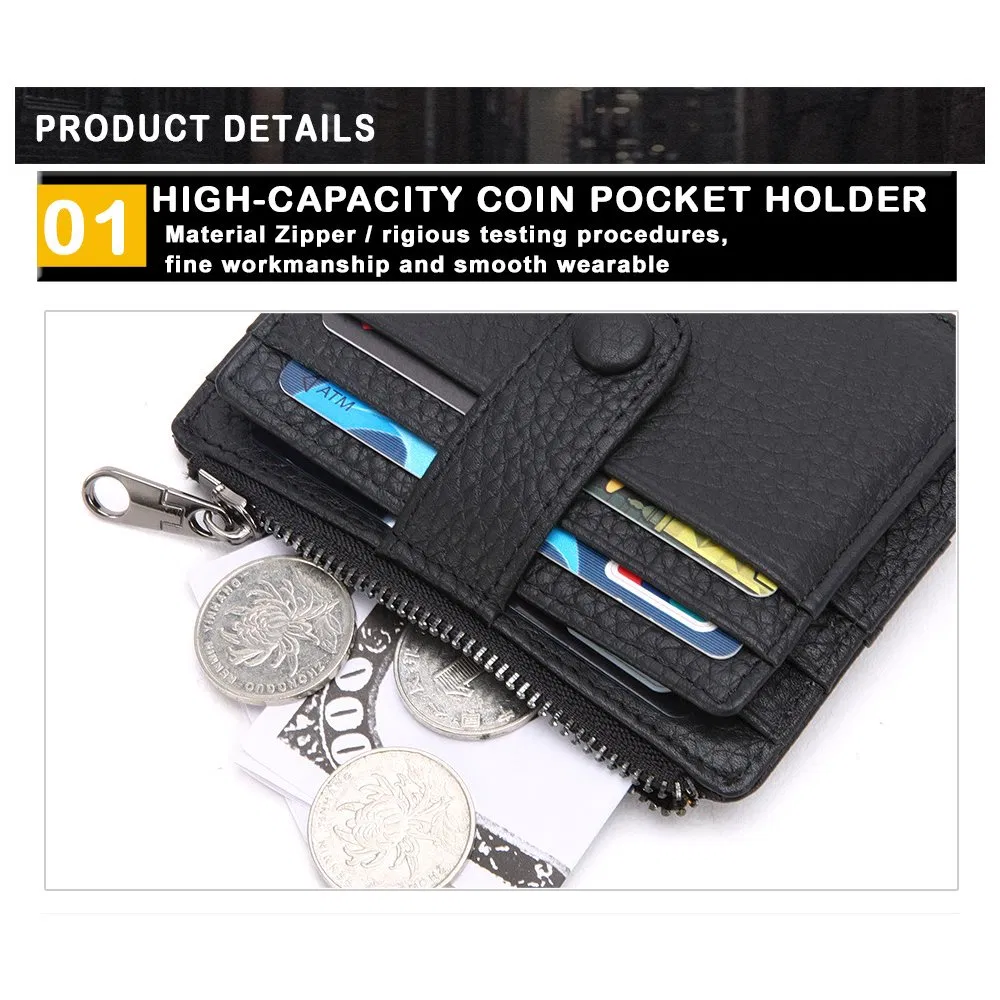 Business Gifts Mini Wallet PU Leather Laminated Telescopic Large Multi Position Credit Card Bag Caseholder