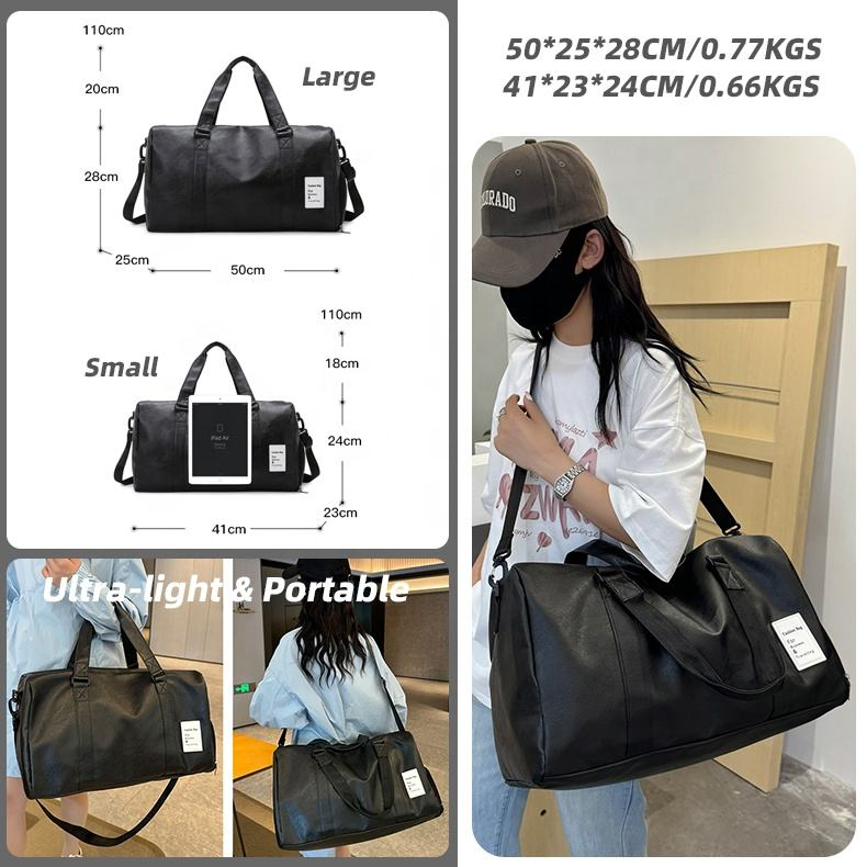 Luxury PU Leather Big Capacity Waterproof Dry Wet Separation Travel Lady Duffel Bag