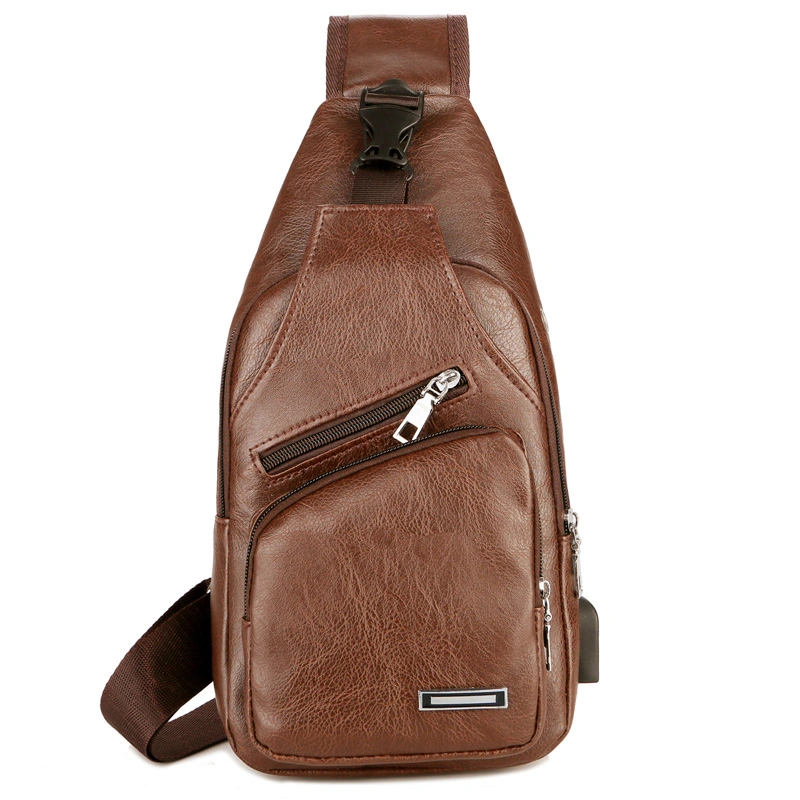 Waterproof Bag Men Chest Pack Single Shoulder Strap Back Bag Split Leather Crossbody Bags