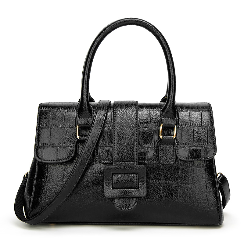 New Elegant Croc Embossed PU Leather Lady Handbag with Long Shoulder Strap