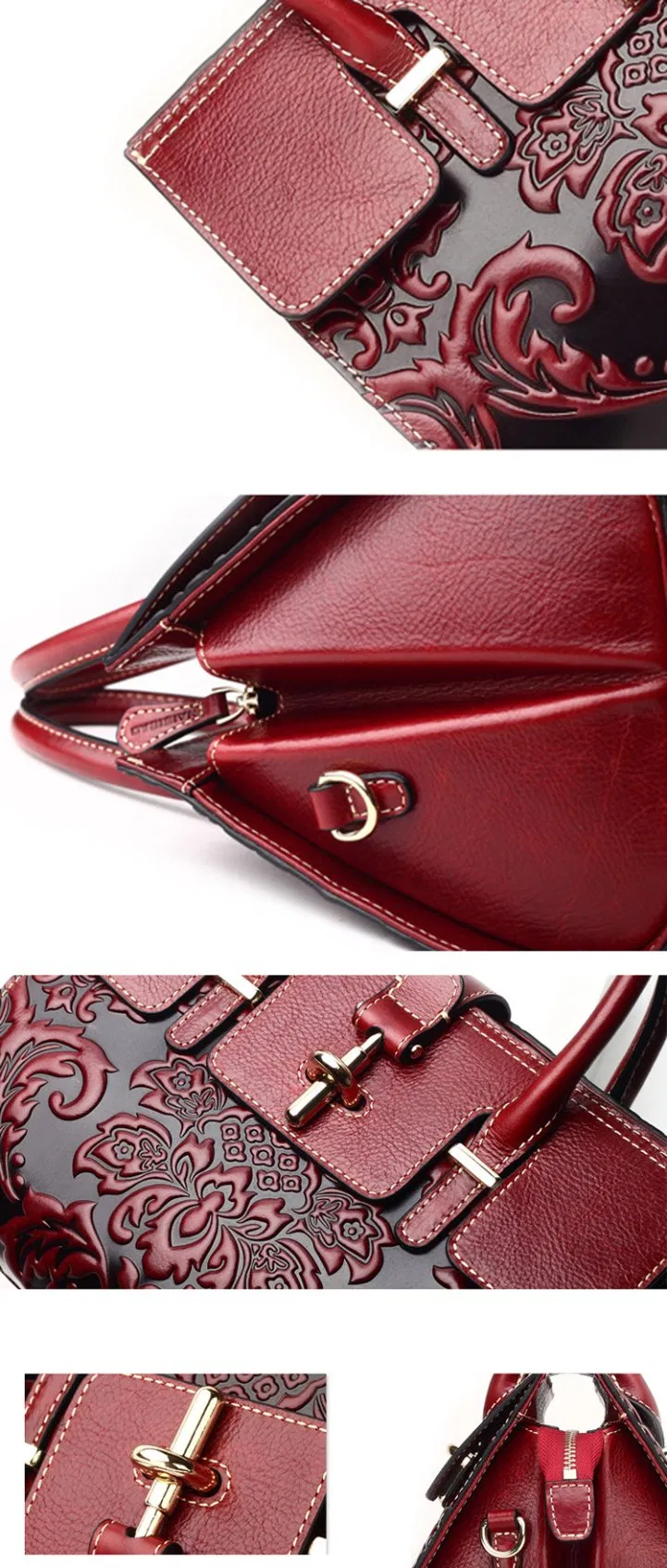 Embossed Flowers Handbag