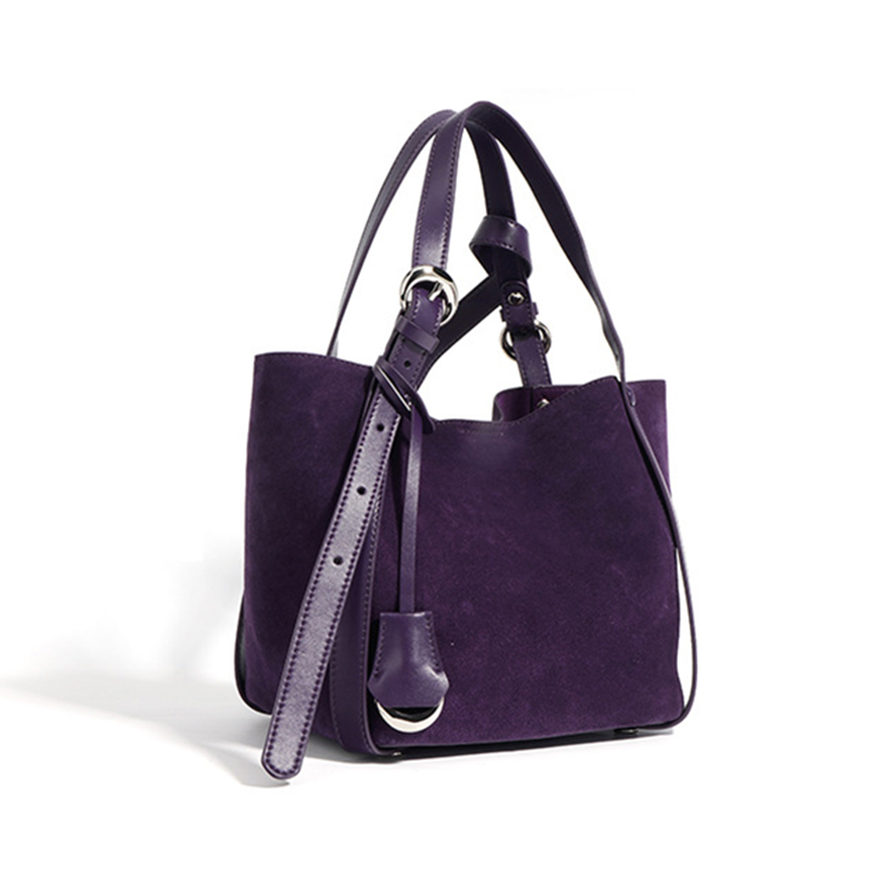Wholesale Purple Suede Leather Crossbody Tote Bag for Women