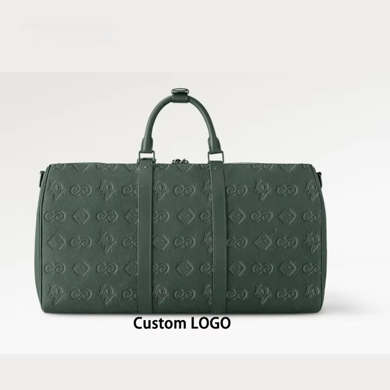 Custom Genuine Leather Travel Weekender Overnight Duffel Bag Gym Sports Tote Duffel Bag Men Embroidered Details Music Instrument for Elementary Students