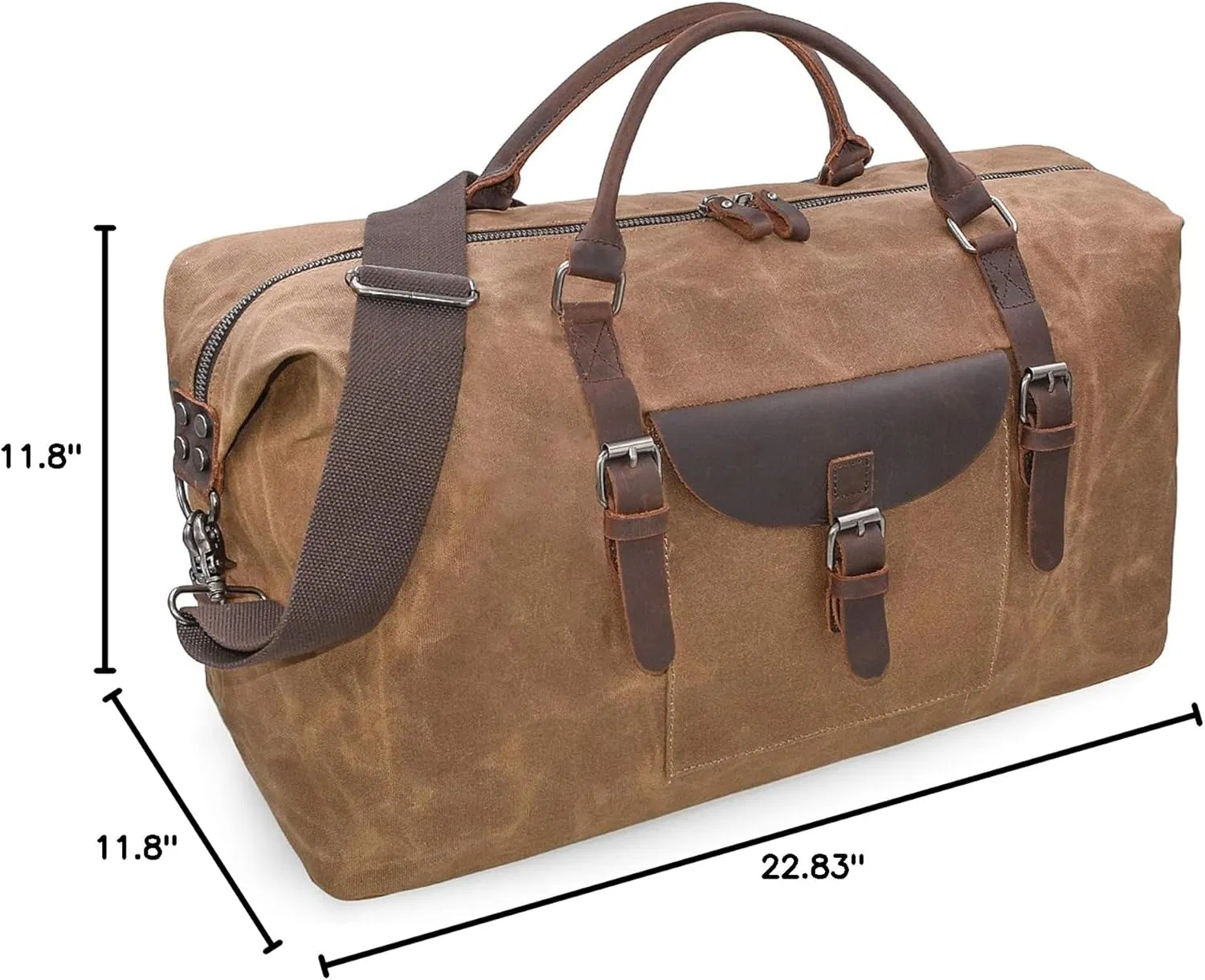 Classic Travel Waterproof Canvas Genuine Leather Weekend Duffel Bag