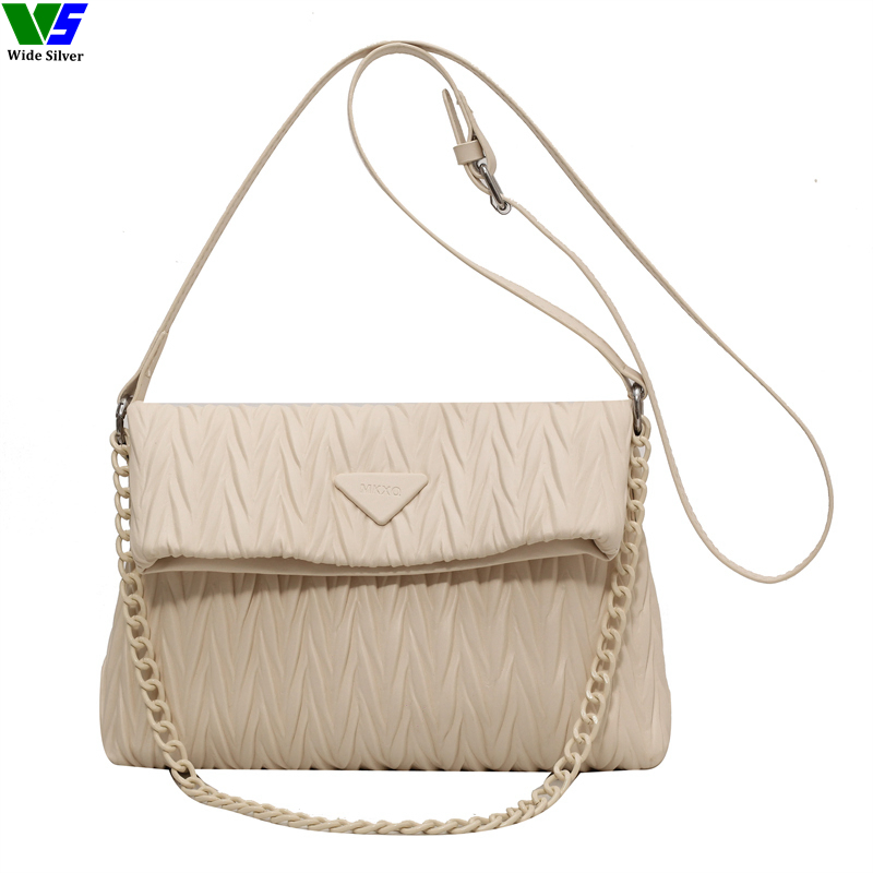 Wide Silver Top Fashion Messenger Leather Tote Bag Women Handbag Satchel