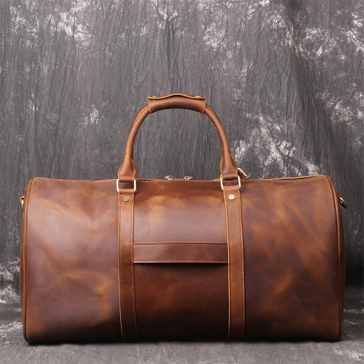 (WD13830) Custom Travel Bag Crazy Horse PU Leather High-Grade Dust Cover Suit Storage Bag with Duffel Bag