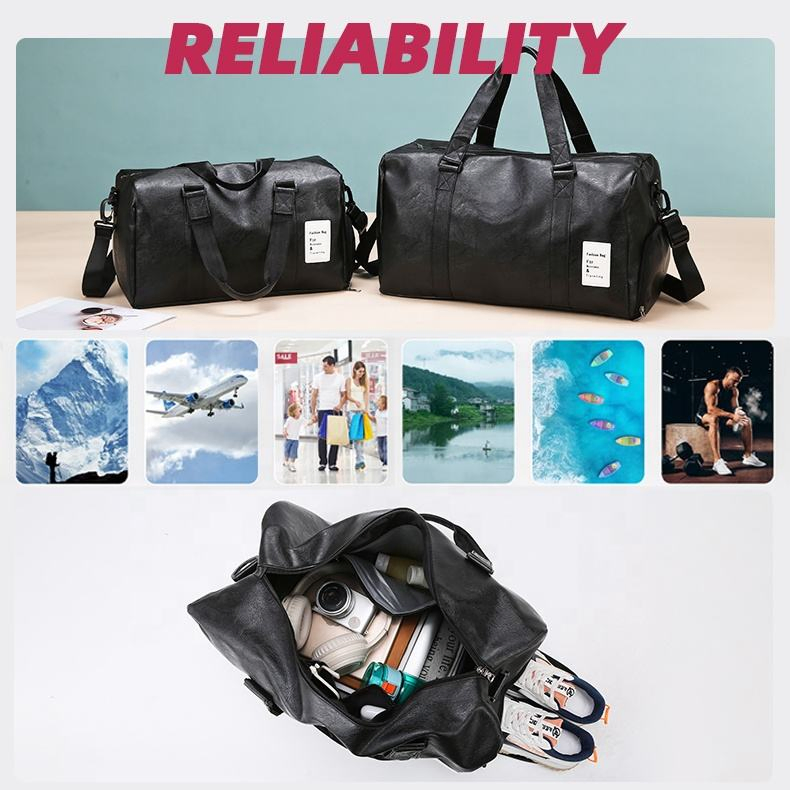 Luxury PU Leather Big Capacity Waterproof Dry Wet Separation Travel Lady Duffel Bag