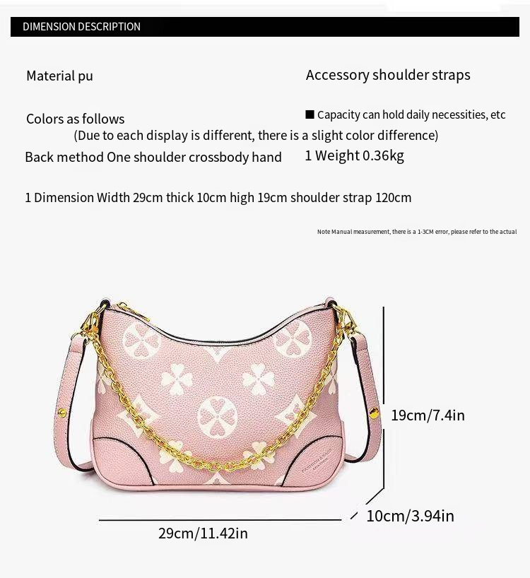 Luxury Designer Women's Genuine Leather Crossbody Shoulder Bag Handmade Wallet Purse with Chain Stylish Underarm Tote Bag Ladies
