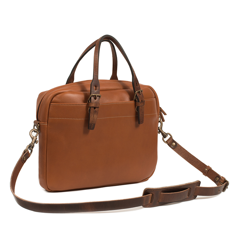 Vintage Bag Vegetable Tanned Leather Laptop Bag Men Briefcase