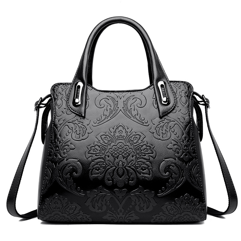 (V604) Lady Fashion PU Leather Embossed Flower Pattern Bag Women Tote Handbag