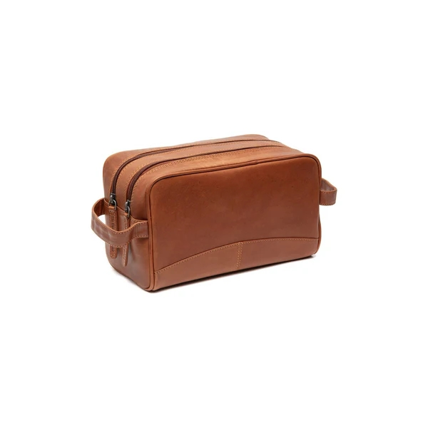Premium Brown Leather Makeup Bag for Men with Custom Logo