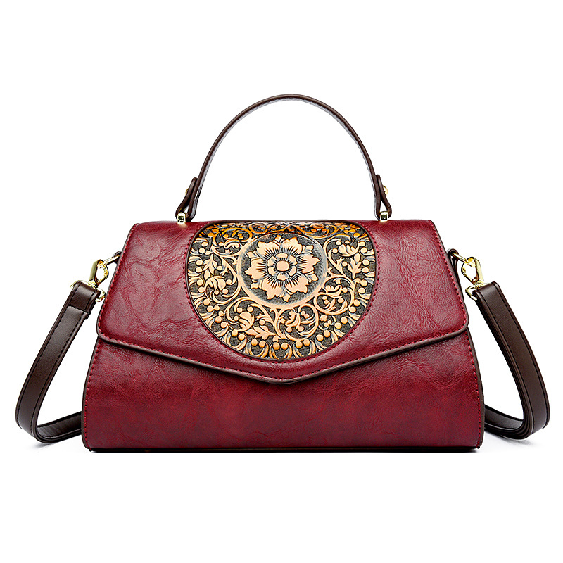 Custom New Retro Elegant Women's Bag Special Design Style PU Embossed Soft Leather Bag Single Shoulder Crossbody Bag Fashion Handbag