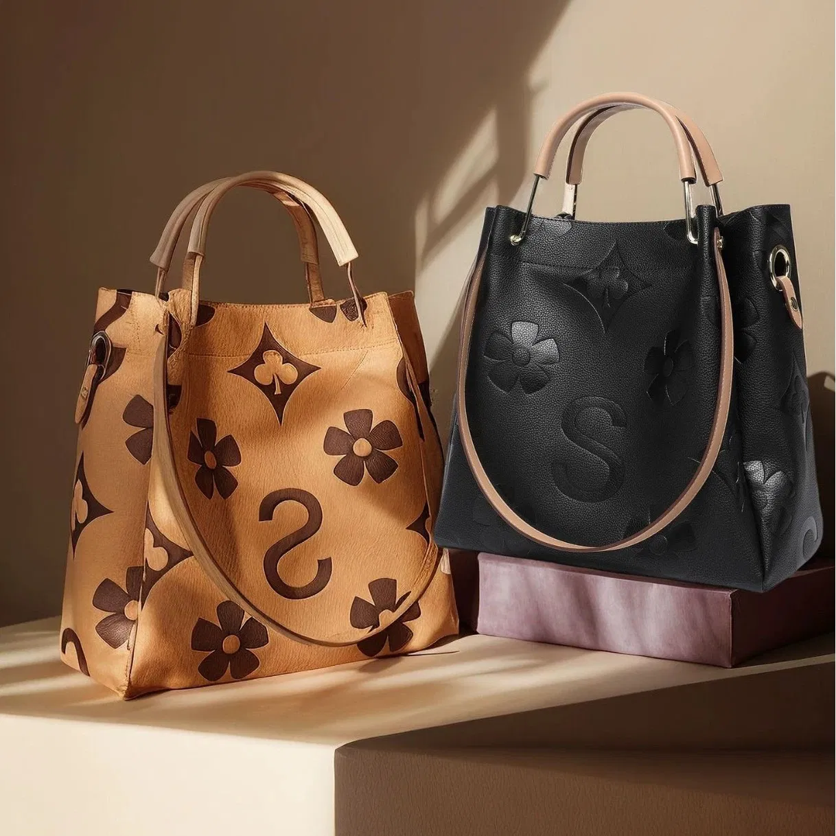 New Leather Handbag Tote Bag - Stylish and High-Quality Women's Bag with Embossed Design, Single Shoulder Bag, Large Capacity, Bucket Bag