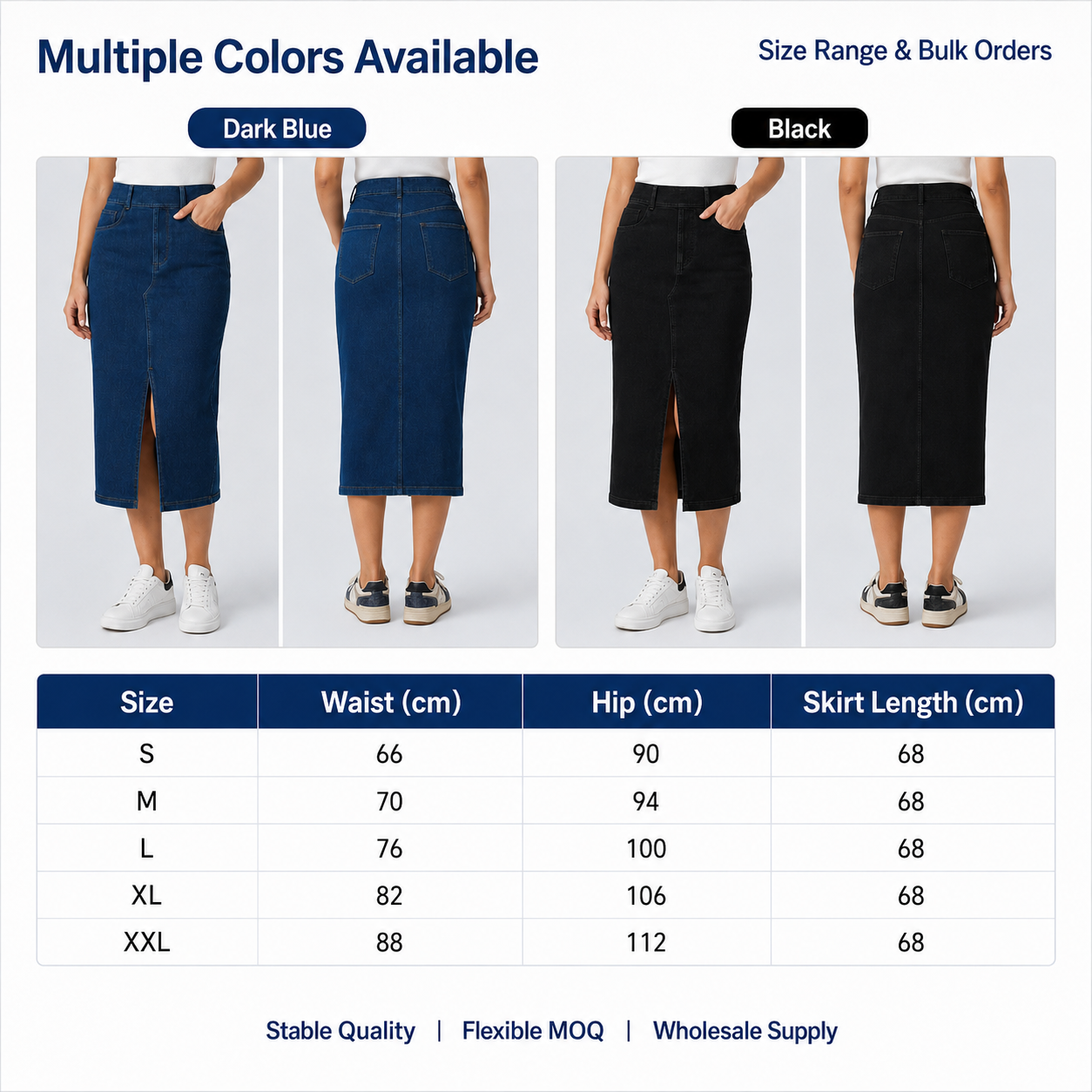 High Waist Slit Denim Skirt Women Summer Midi Length Slim Fit A Line Hip Hugging Skirts