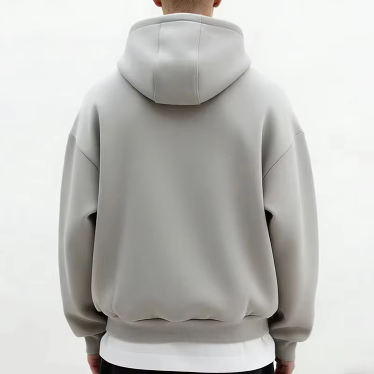 Custom logo Plain 500GSM Heavyweight Cotton French Terry Double Zipper Boxy Oversized Streetwear Men Hoodie Model Style 2
