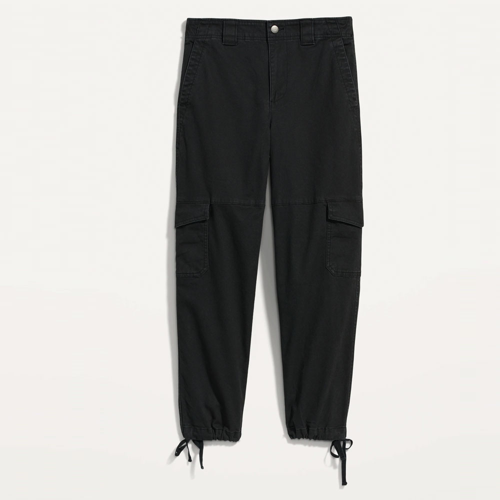 New Arrival Women's Solid Color Cargo Pants Low Waist Baggy Streetwear Trousers with Sides Pocket and Logo Decoration