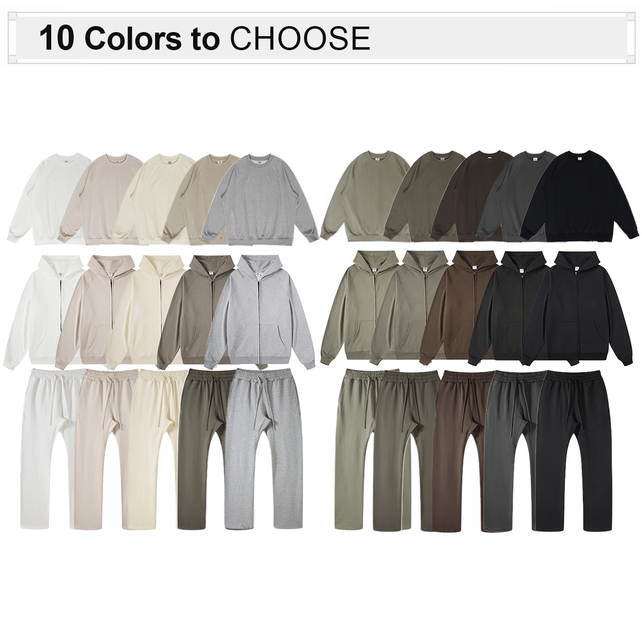 High Quality 445gsm Thick Heavyweight Polyester Cotton Mens Oversized Drop Shoulder Blank Zip up Hoodies
