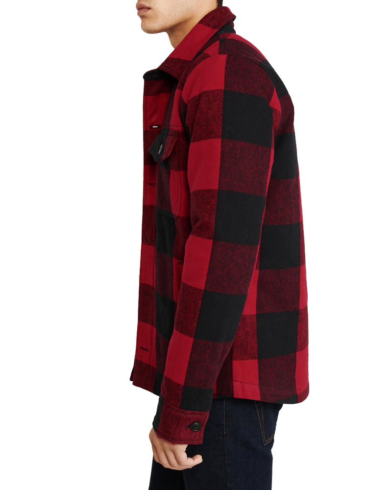 Black Check Plaid Flannel Shirt Jacket Winter Mens Custom Brand Fleece Jacket Knitted Dyed Eco-Friendly Breathable Front Logo