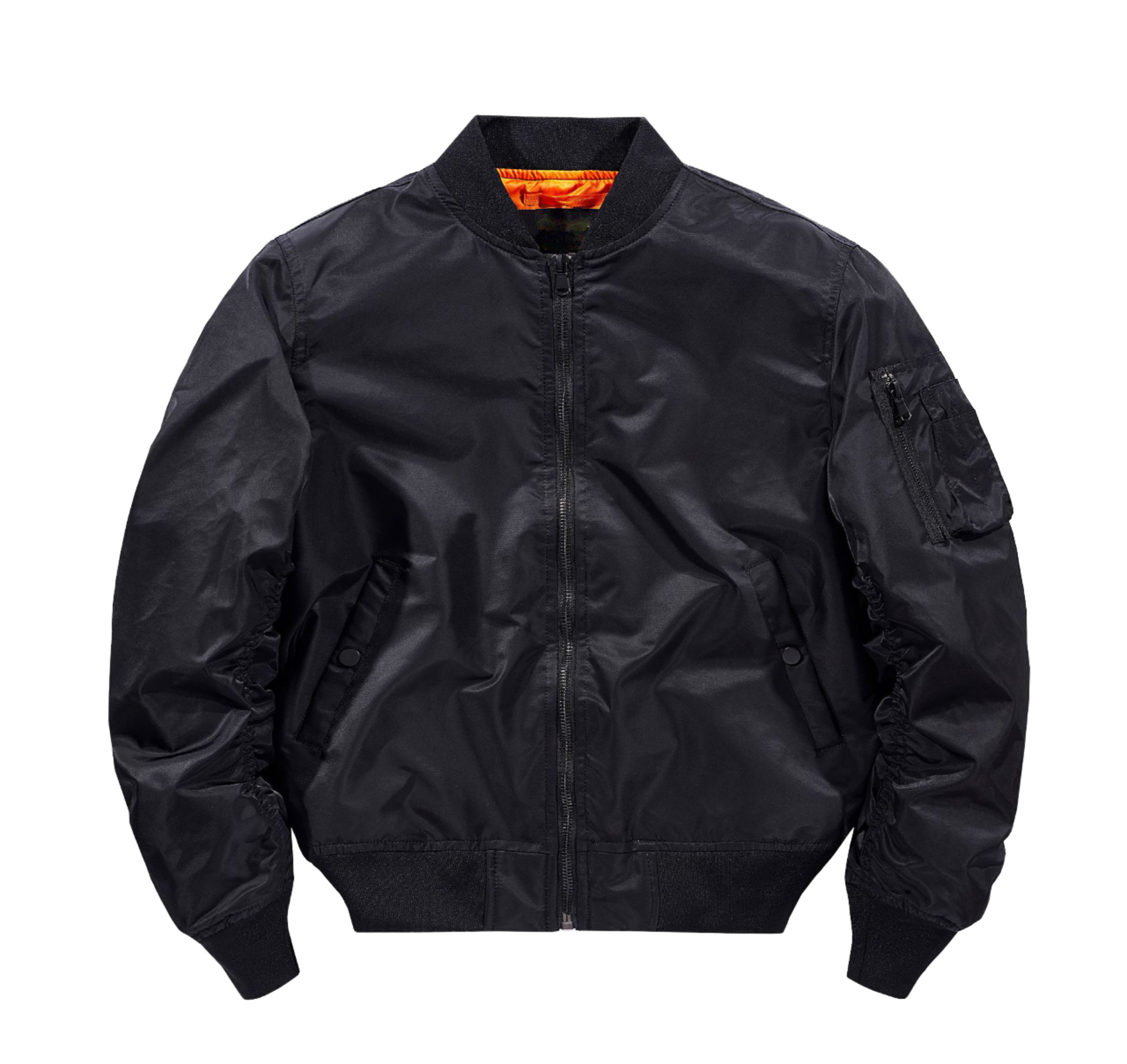Wholesale Custom Front Embossed Men's Winter Bomber Jacket Baseball Zipper Plain Dyed Breathable Windproof Eco-Friendly Plus