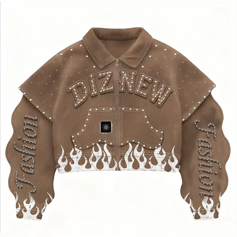 Jeans Jacket Manufacturer DiZNEW Custom Logos Designer Men's Fashion Winter Rhinestone Denim Jackets