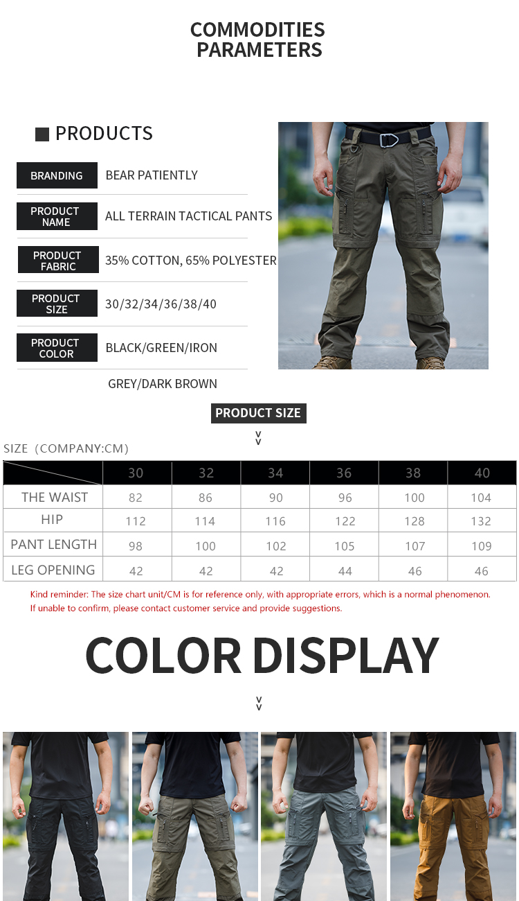 Men's Tactical All-Terrain Cargos Pants Waterproof Mid Waist Drawstring Closure Trousers