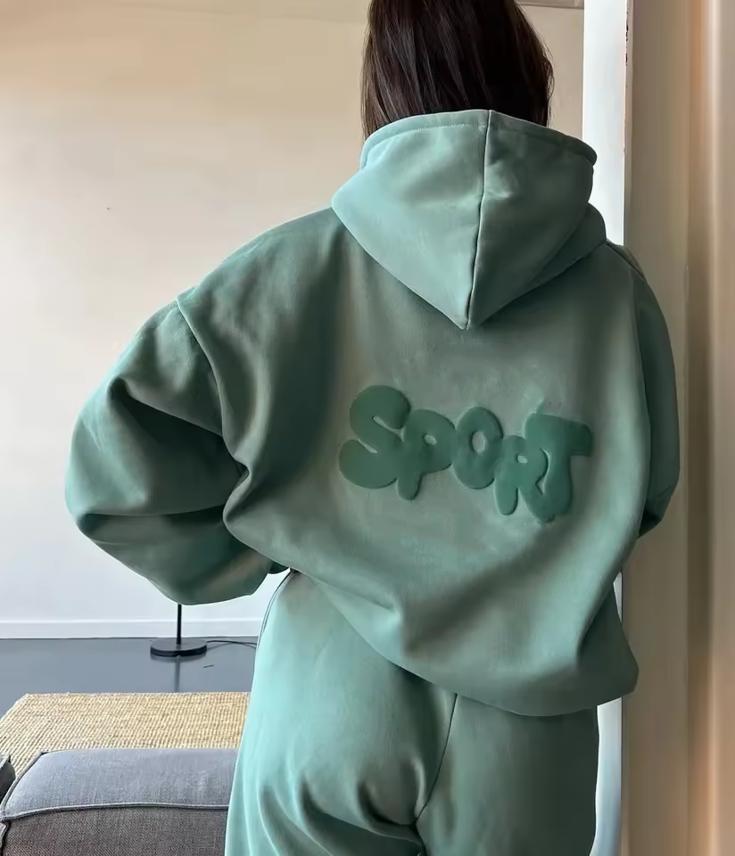 Custom logo 3d Puff Printing Graphic Hoodies Women Streetwear High Quality Drop Shoulder Oversized Pullover Sweatshirt Women