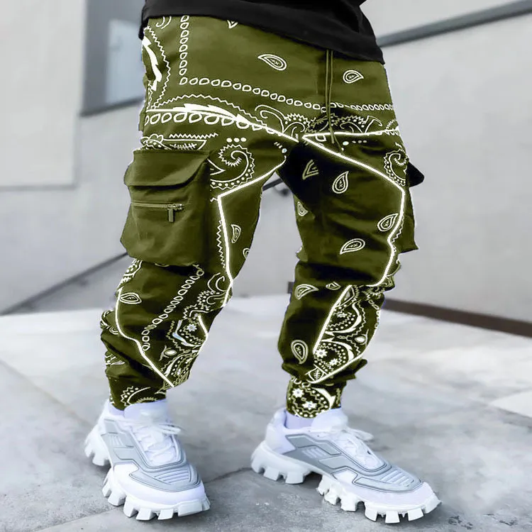 Men's Stacked Sweat Trousers High Street Hip Print Jogger Track Pants Flare Sweat Pants