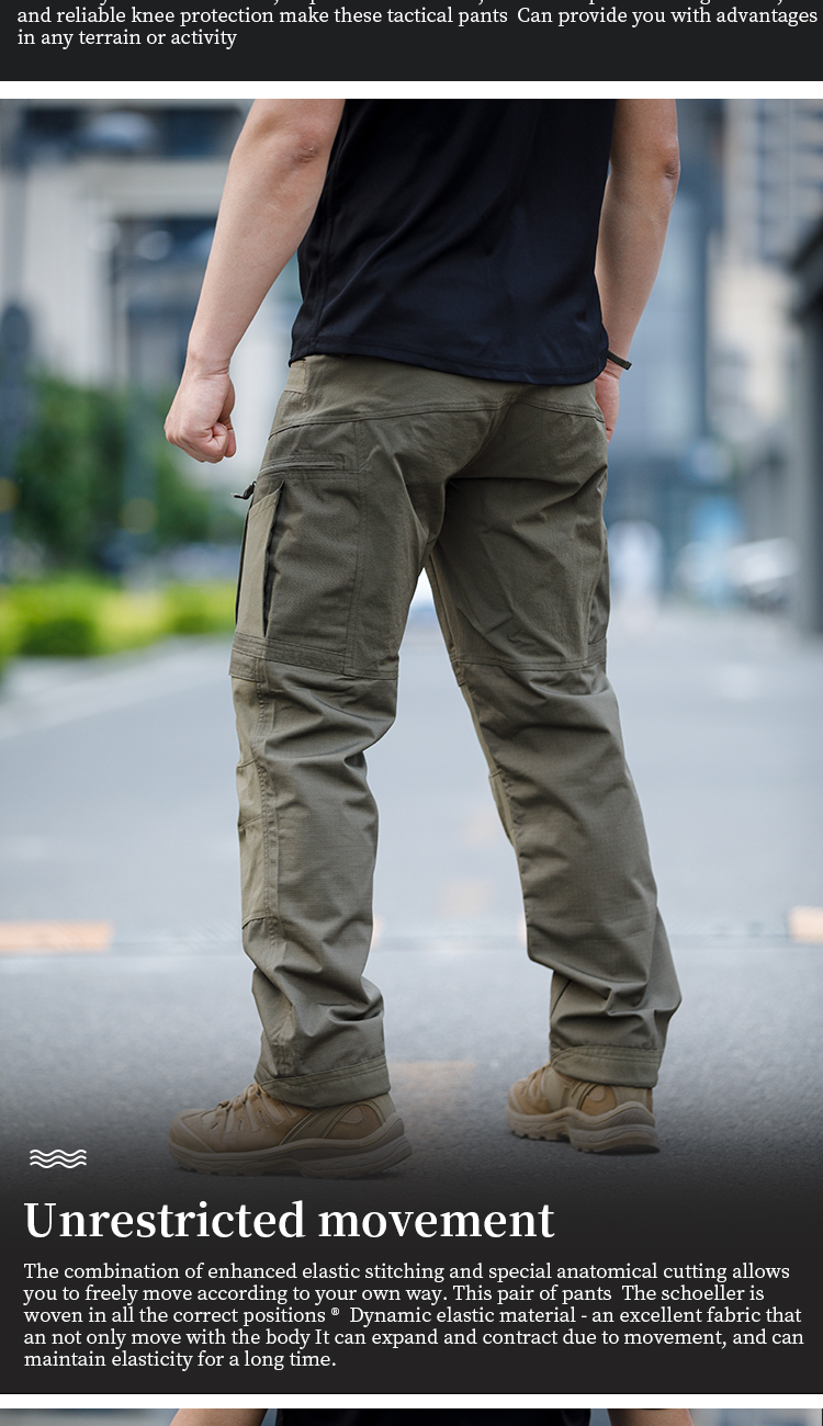 Men's Tactical All-Terrain Cargos Pants Waterproof Mid Waist Drawstring Closure Trousers